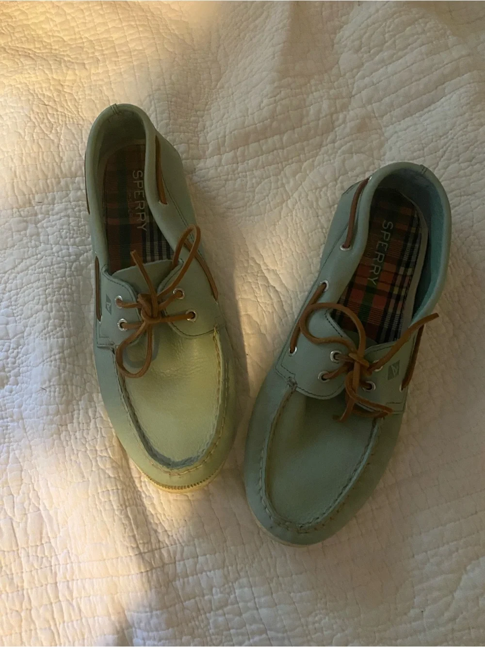 Sperry Men's Mint Green Leather Boat Shoes